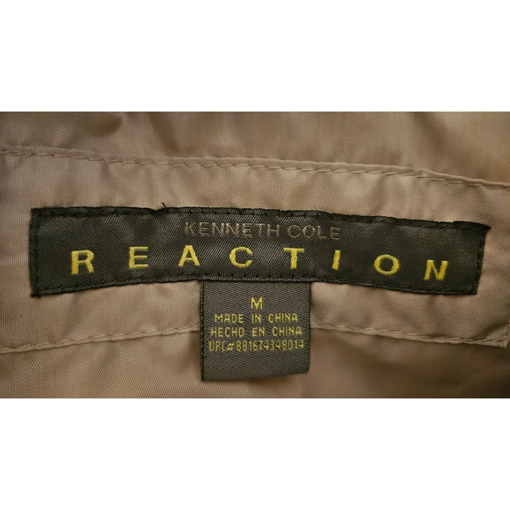 Kenneth Cole Reaction Beige Quilted Puffer Vest M Faux Fur Trim Down/Feather Ble